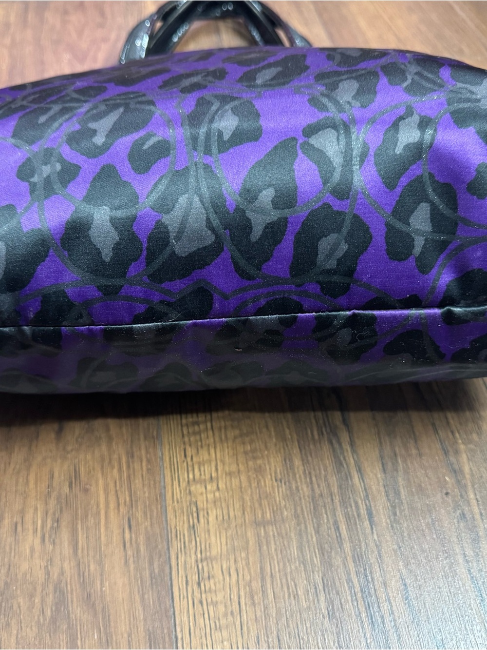 Coach Poppy Glam F20048 Purple Black Ocelot Leopard Large Tote Y2K - Picture 10 of 14